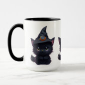 Schattige grillige Halloween zwarte kat Mok (Links)