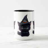 Schattige grillige Halloween zwarte kat Mok (Midden)