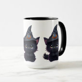 Schattige grillige Halloween zwarte kat Mok (Voorkant rechts)