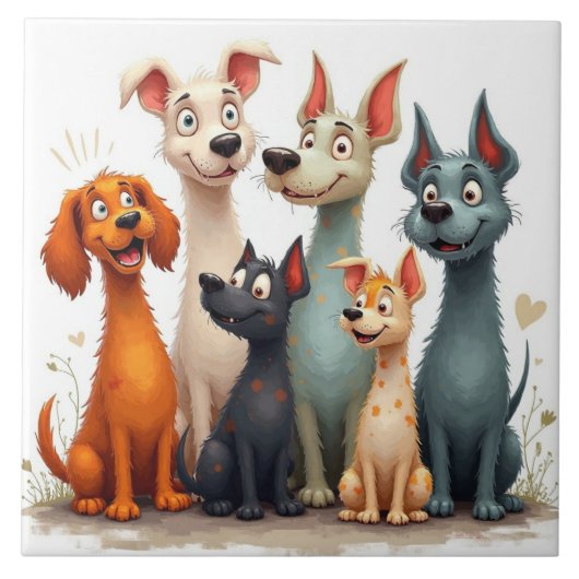 Schattige grillige honden tegeltje (Voorkant)