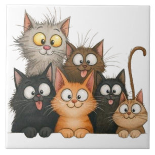 Schattige grillige katten tegeltje