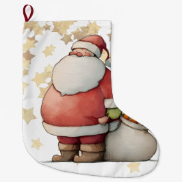 Schattige grillige kerstman met ster grote kerstsok