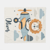 Schattige grillige leeuw op charmant vliegtuig fleece deken (Voorkant (Horizontaal))