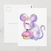 Schattige grillige muis met een cupcake briefkaart (Voorkant / Achterkant)