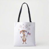 Schattige grillige patriottische hond met vlag tote bag (Voorkant)