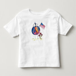 Schattige grillige patriottische vogel met vlag kinder shirts