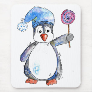 Schattige grillige pinguïn met een lolly muismat