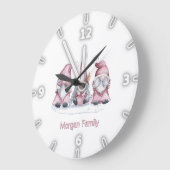 Schattige grillige roze kabouters kerst grote klok (Hoek)