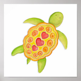 Schattige grillige schildpad groene kinderkamer ku poster