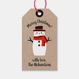 Schattige grillige sneeuwman cadeaulabel
