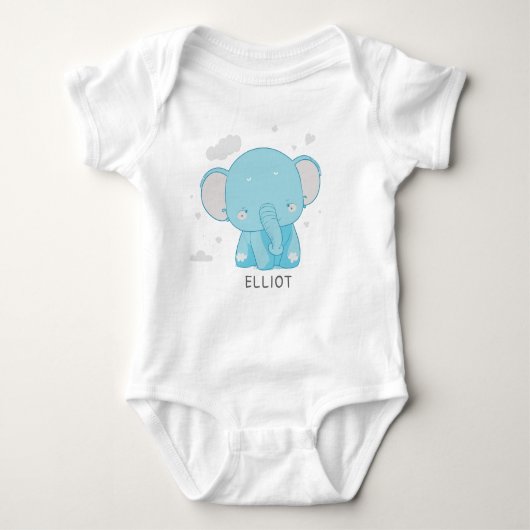 Schattige grillige speelse Baby olifantenwolken Romper (Voorkant)