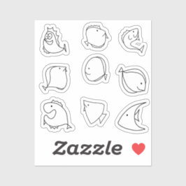 Schattige grillige vissen sticker