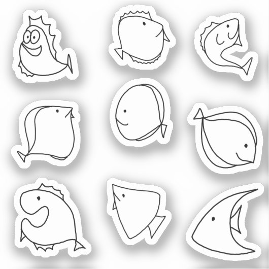 Schattige grillige vissen sticker (Voorkant)