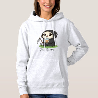 Schattige Grim Reaper die Boba-thee drinkt Hoodie