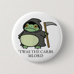 Schattige Grim Reaper Kikker – ’Twas de Koolhydrat Ronde Button 5,7 Cm