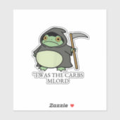 Schattige Grim Reaper Kikker – ’Twas de Koolhydrat Sticker (Vel)