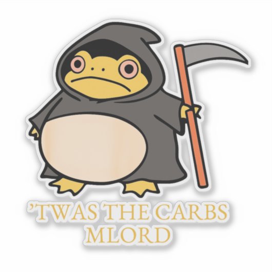 Schattige Grim Reaper Kikker – ’Twas de Koolhydrat Sticker (Voorkant)