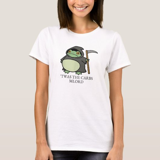 Schattige Grim Reaper Kikker – ’Twas de Koolhydrat T-shirt (Voorkant)