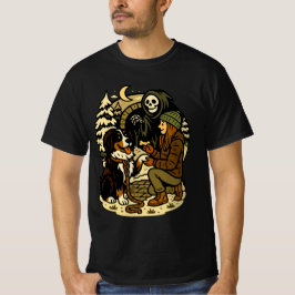 Schattige Grim Reaper Meisje en Hond Griezelig Bos T-shirt