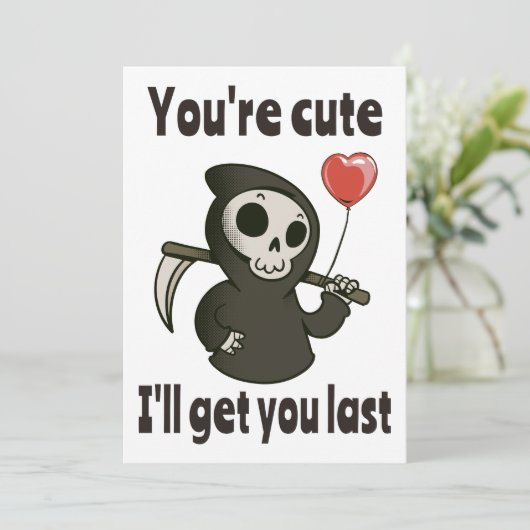 Schattige Grim Reaper met romantisch hart Kaart (Staand voorkant)
