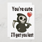 Schattige Grim Reaper met romantisch hart Kaart (Voorkant / Achterkant)