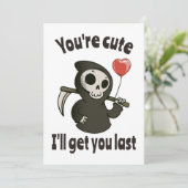 Schattige Grim Reaper met romantisch hart Kaart (Staand voorkant)