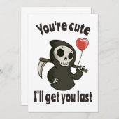 Schattige Grim Reaper met romantisch hart Kaart (Voorkant / Achterkant)