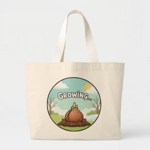 Schattige 'Groeien...' Ontkiemende Bol Motiveren Grote Tote Bag