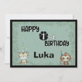 Schattige groen 1e eerste wilde safari Happy Birth (Voorkant)