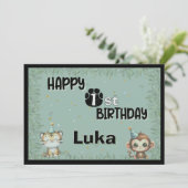 Schattige groen 1e eerste wilde safari Happy Birth (Staand voorkant)