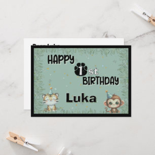 Schattige groen 1e eerste wilde safari Happy Birth