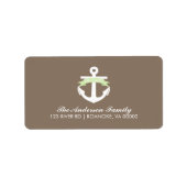 Schattige groen anker en lint nautisch Baby shower Etiket (Voorkant)