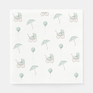 Schattige Groen Baby Buggy Baby shower Servet