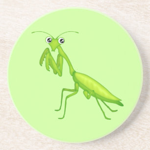 Schattige Groen Bidden Mantis Zandsteen Drink Onde Onderzetter