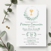 Schattige groen blad in Spaans Eerste Communie Kaart