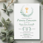 Schattige groen blad in Spaans Eerste Communie Kaart