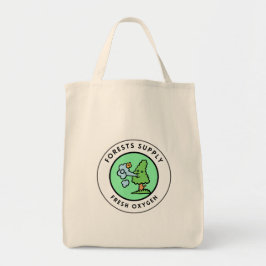Schattige Groen Blauw Cartoon Bos Zuurstofontwerp Tote Bag