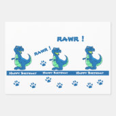 Schattige Groen Blauw Dinosaur Paw Rawr Gift Inpakpapier Vel (Voorkant 2)