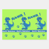Schattige Groen Blauw Dinosaur Paw Rawr Gift Inpakpapier Vel (Voorkant)
