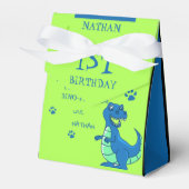 Schattige Groen Blauw Dinosaurus Theme Verjaardags Bedankdoosjes (Voorkant Zijde)