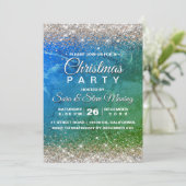 Schattige groen blauw faux gouden glitter kerst kaart (Staand voorkant)