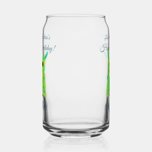 Schattige Groen Blauw Pastel Uil Pun Tekst toevoeg Blikvorm Glas (Rechts)