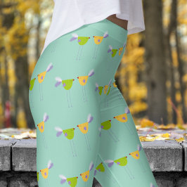 Schattige groen Blauwgroen Twee kleine vogelpatron Leggings
