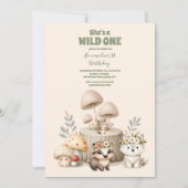 Schattige groen bosdieren 1e verjaardagsfeestje kaart (Voorkant)