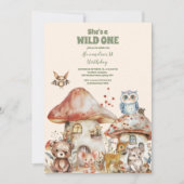 Schattige groen bosdieren 1e verjaardagsfeestje kaart (Voorkant)