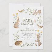 Schattige groen bosdieren bos Baby Brunch Kaart (Voorkant)