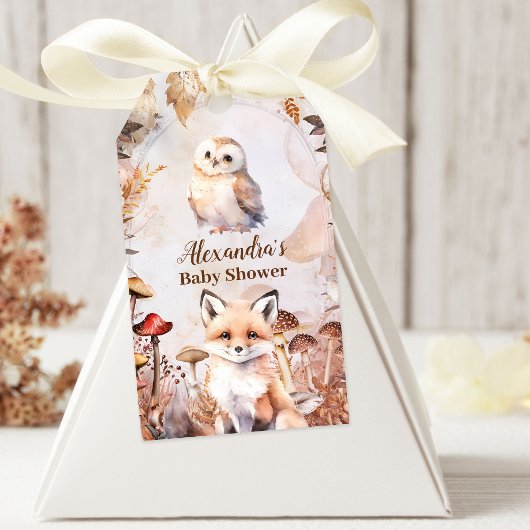 Schattige groen Bosdieren Bosgrond Baby shower Cadeaulabel