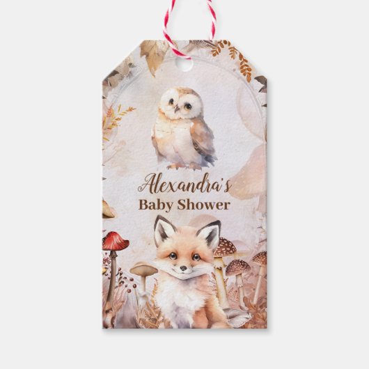 Schattige groen Bosdieren Bosgrond Baby shower Cadeaulabel (Voorkant)