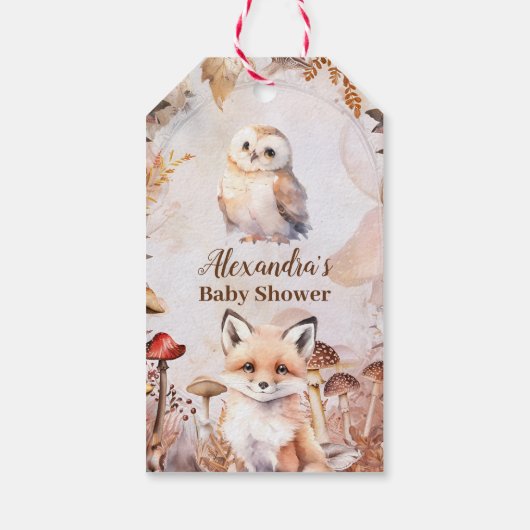 Schattige groen Bosdieren Bosgrond Baby shower Cadeaulabel (Achterkant)