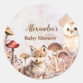 Schattige groen Bosdieren Bosgrond Baby shower Ronde Sticker (Voorkant)
